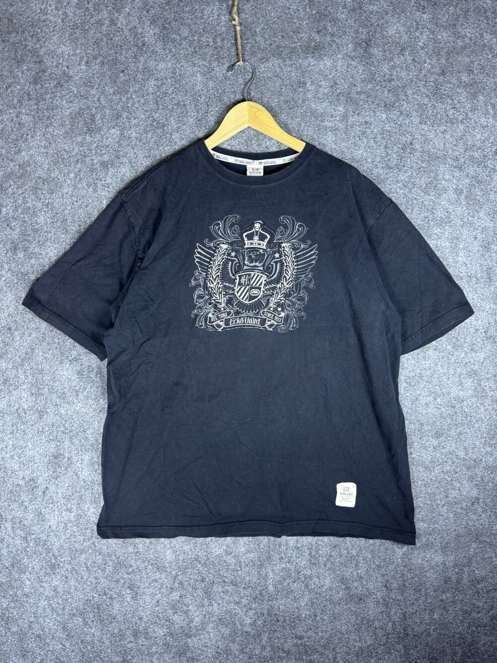 Ecko Unltd T Shirt Mens 3XL Gray Hip Hop Y2K Graphic Streetwear Crown Grunge